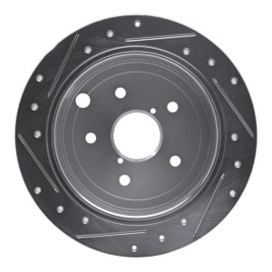 Subaru WRX Brake Rotor (1) - Rear Right - R1 Concepts - Drilled & Slotted - Silver - `15-`21